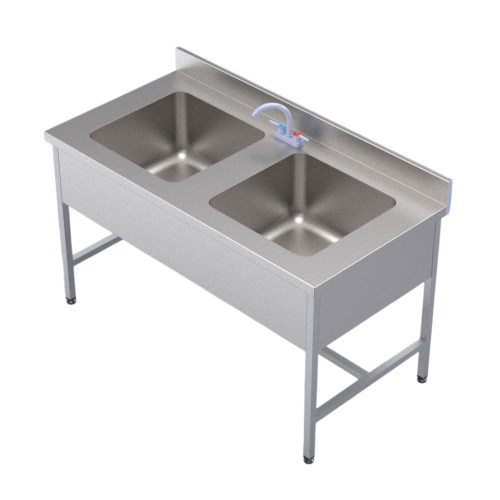 Plonge 2 bacs 1400 inox adossée  